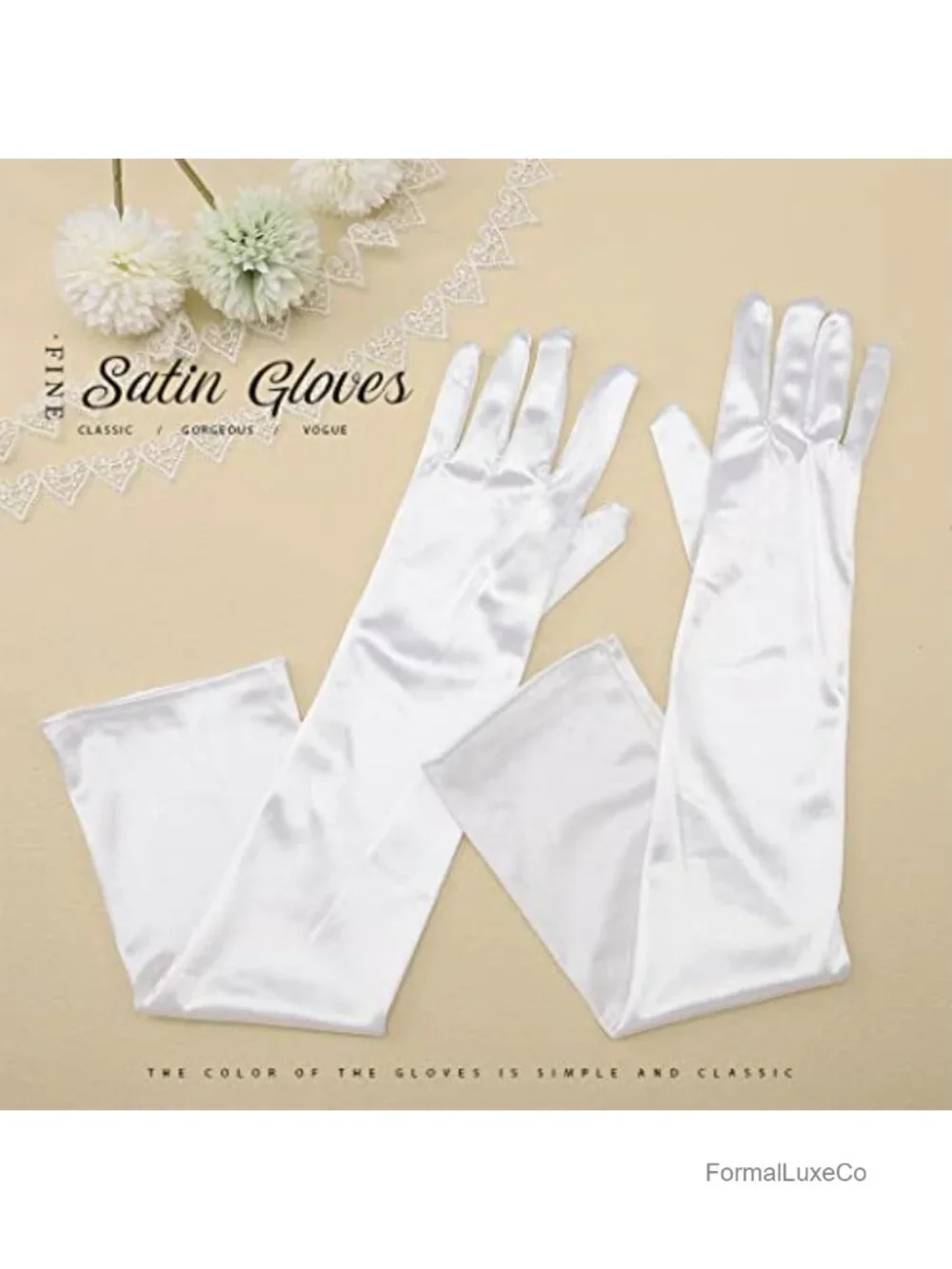 Long Satin Opera Gloves for Women 1920s Elbow Length